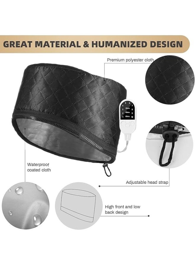 DUNISO Hair Steamer for Natural and Black Hair,Home Use Thermal Heat Cap,Steamer Cap with 10-level Heats,Waterproof and Detachable,3 Timer Settings, Quick Heating for Oil Treatment,for Deep Conditioning Hair Care - Image 3